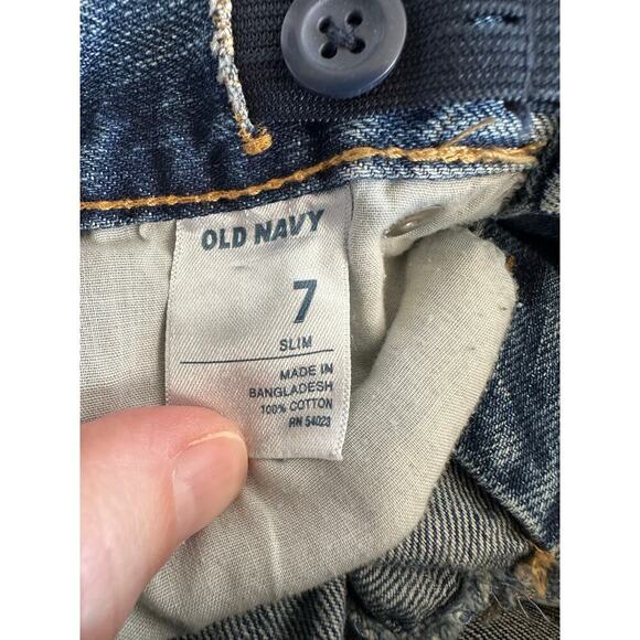 Old Navy Boys Medium Wash Wide Leg Adjustable Waist Denim Jeans Size 7 - Picture 7 of 8